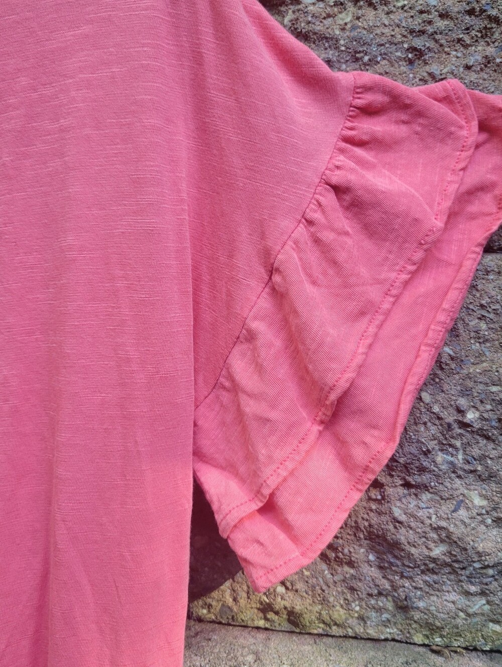Sundance catalog women's embroidered layered flutter sleeve coral pink Tshirt M - Picture 11 of 14